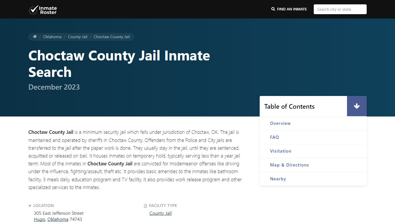 Inmate Search | Choctaw County Jail - Hugo, OK - InmateRoster